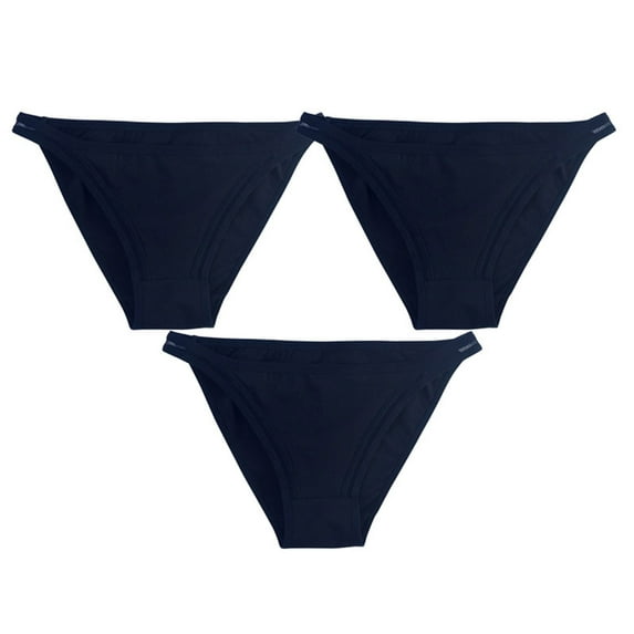 Timegard 3pc Cotton Thong for Women Low Waist Solid Color Comfy No Show Underwear Ladies Panties
