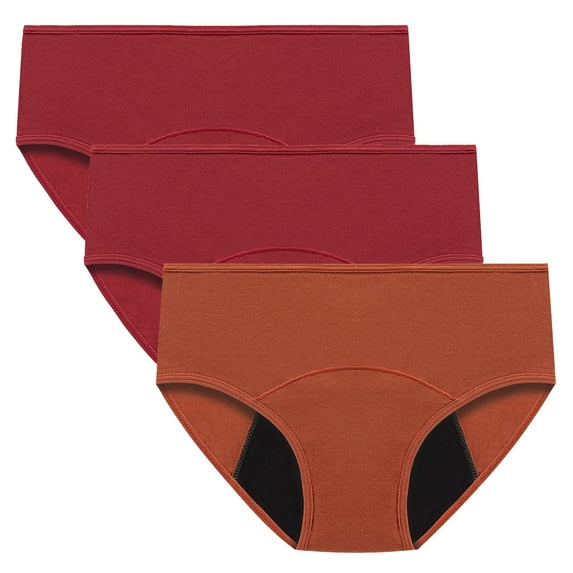 Timegard 3pc Period Panties for Women Low Waist Breathable Leakproof Underwear Comfort Menstrual Briefs