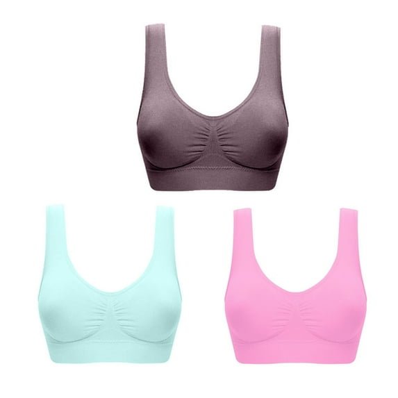 Timegard 3pc Sports Bra for Women High Support No Underwire Seamless Breathable Comfort Everyday Bras