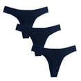 thumbnail image 1 of Timegard 3pc Thong for Women Cotton Low Waist Stretch Comfort Underwear Solid Color Ladies Panties, 1 of 6