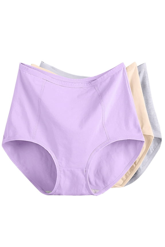 3pc Underwear for Women Plus Size High Waist Comfort Full-Coverage Panties Leakproof Briefs
