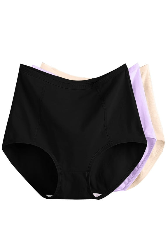 3pc Underwear for Women Plus Size High Waist Comfort Full-Coverage Panties Leakproof Briefs