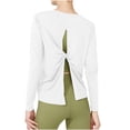 thumbnail image 1 of Timegard Athletic Tops for Women Crewneck Long Sleeve Back Knot Blouse Fall Casual Loose Workout Tops, 1 of 7