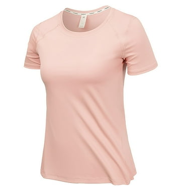 Timegard Athletic Tops for Women Round Neck Short Sleeve Solid Color Comfy Workout Running Gym Tops