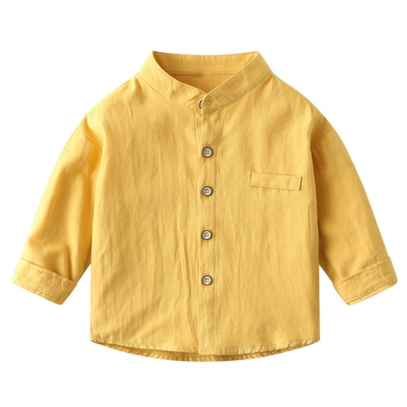 Timegard Baby Boy Clothes Button down Shirts Toddler Solid Color Tops Fall Casual Loose Infant Blouse