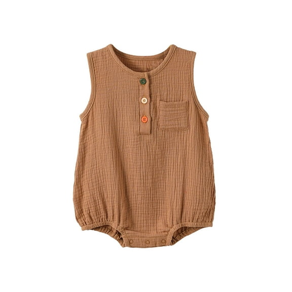 Timegard Baby Boy Girl Clothes Newborn Toddler Sleeveless Onesie Comfy Button Jumpsuit Infant Unisex