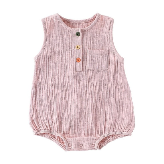 Timegard Baby Boy Girl Clothes Newborn Toddler Sleeveless Onesie Comfy Button Jumpsuit Infant Unisex