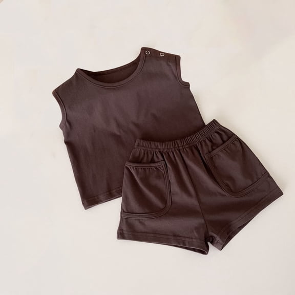 Timegard Baby Boy Girls Clothes Newborn Toddler Tank Tops Shorts Outfits Summer Comfy Infant Workout Sets