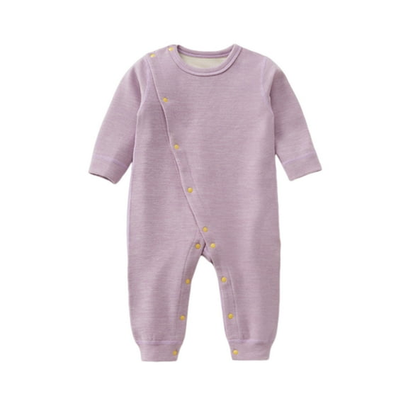 Timegard Baby Boys Girl Romper Toddler Comfy Crewneck Onesie Infant Cute Button up Long Sleeve Outfits