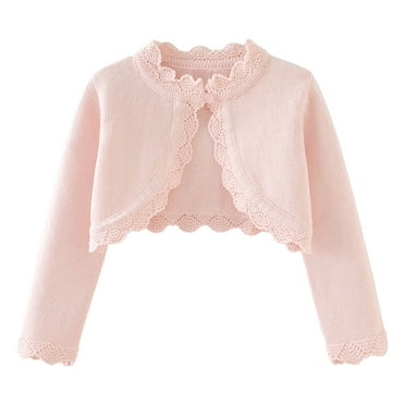 Timegard Baby Cardigan for Girl Open Front Lightweight Sweaters Children Ruffle Button Comfy Outerwear Cute