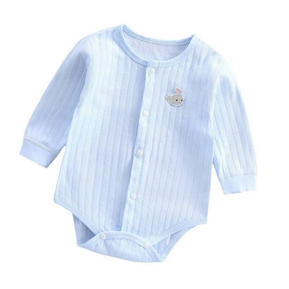 Timegard Baby Clothes Boy Girl Newborn Toddler Onesie Infant Comfy Button up Rompers Unisex Solid Color