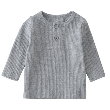 Timegard Baby Clothes Boy Girls Button Ribbed Knit Sweater Shirts Toddler Solid Color Infant Tops Fall