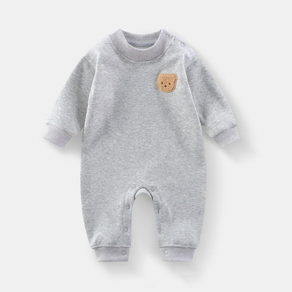 Timegard Baby Clothes Newborn Boys Girls Lightfleece Button Toddler Comfy Onesie Rompers Fall Winter Fashion