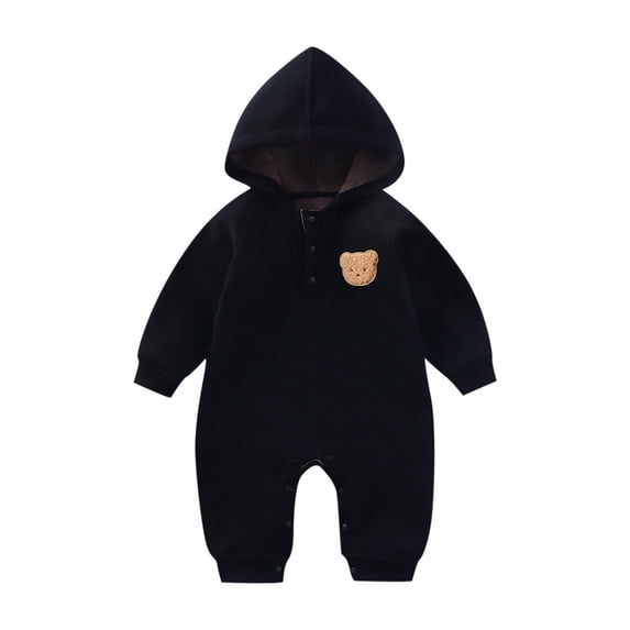 Timegard Baby Clothes Toddler Boy Girls Button Cute Hoodies Onesie Infant Cotton Comfy Rompers Clothing