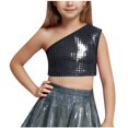 thumbnail image 1 of Timegard Baby Clothes for Girl 1 Shoulder Sleeveless Sparkly Crop Top Tee Hip Hop Dance Costume Streetwear, 1 of 4