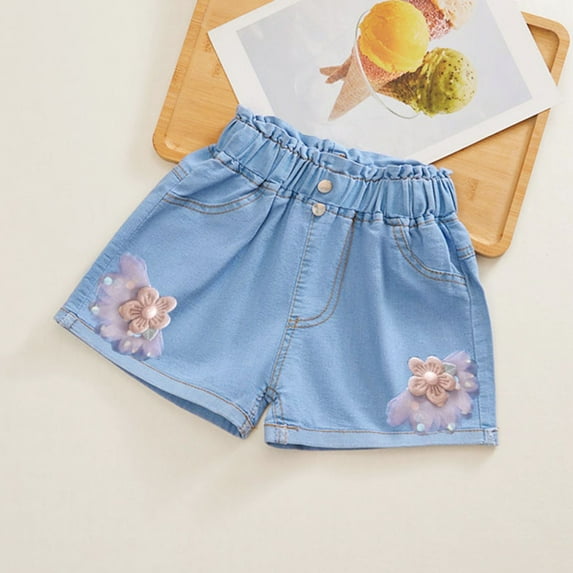 Timegard Baby Clothes for Girls Denim Shorts Button Cute Loose Jean Shorts Summer Clothing Fashion