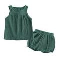 thumbnail image 1 of Timegard Baby Clothes for Girls Toddler Comfy Tank Tops Shorts Outfits Solid Color Casual Infant Sets, 1 of 6