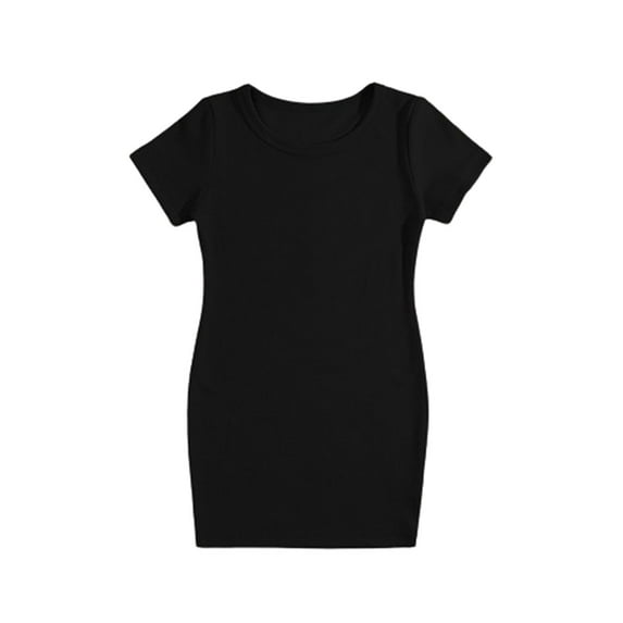 Timegard Baby Clothes for Girls Toddler Short Sleeve Cotton Comfy Dresses Solid Color Cute Outfits