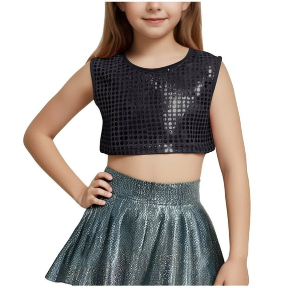 Timegard Baby Girl Clothes Cropped Tank Top Sleeveless Solid Color Dance Costume Clothes Summer Fashion