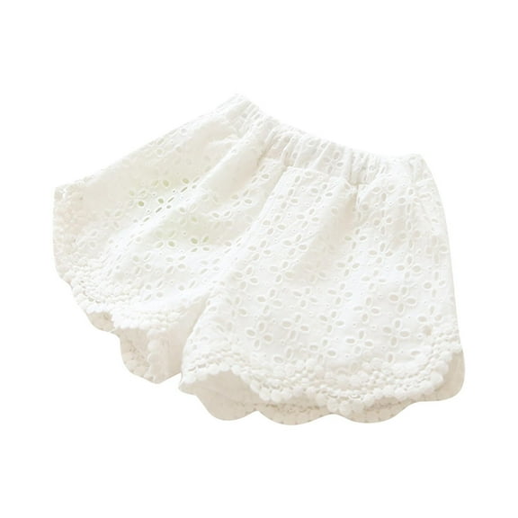 Timegard Baby Girl Clothes Hollow out Lace Cute Shorts Summer Beach Casual Loose Comfy Kids Shorts