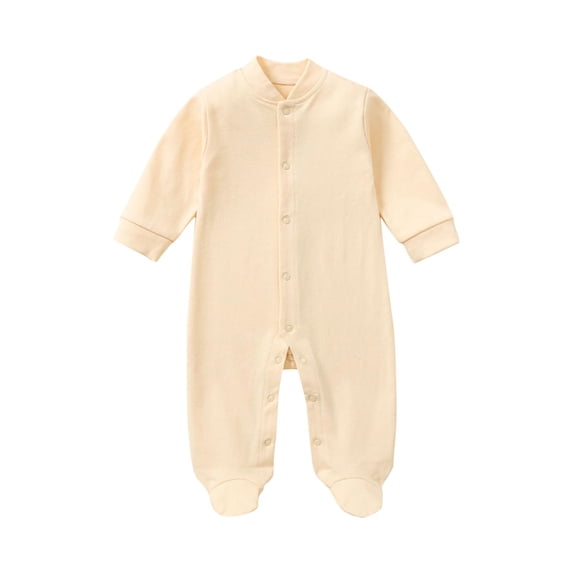 Timegard Baby Girl Newborn Clothes Toddler Button up Footies Onesie Solid Color Infant Comfy Outfits