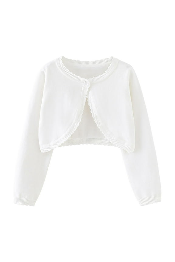 Baby Girl Sweater Cardigan Lightweight Open Front Button Shrug Fall Comfy Cute Tops Solid Color