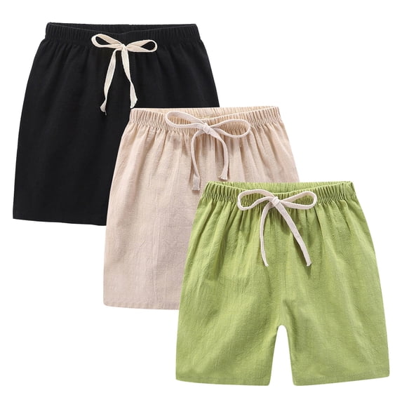 Timegard Baby Girls Clothes 3pc Bow Tie Lightweight Straight Leg Casual Loose Shorts Summer Fashion
