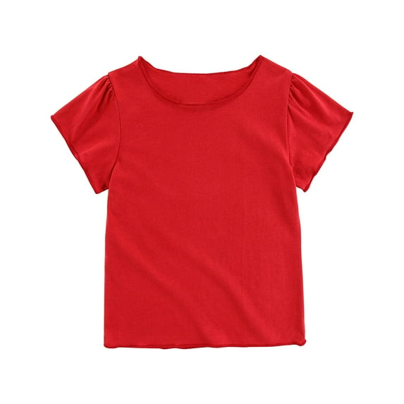 Timegard Baby Girls Clothes Cotton Solid Color Comfy Toddler Tee Casual Ruffle Short Sleeve Cute Top