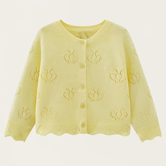 Timegard Baby Girls Clothes Toddler Knit Cardigan Kids Button up Long Sleeve Comfy Cute Coat Outwear