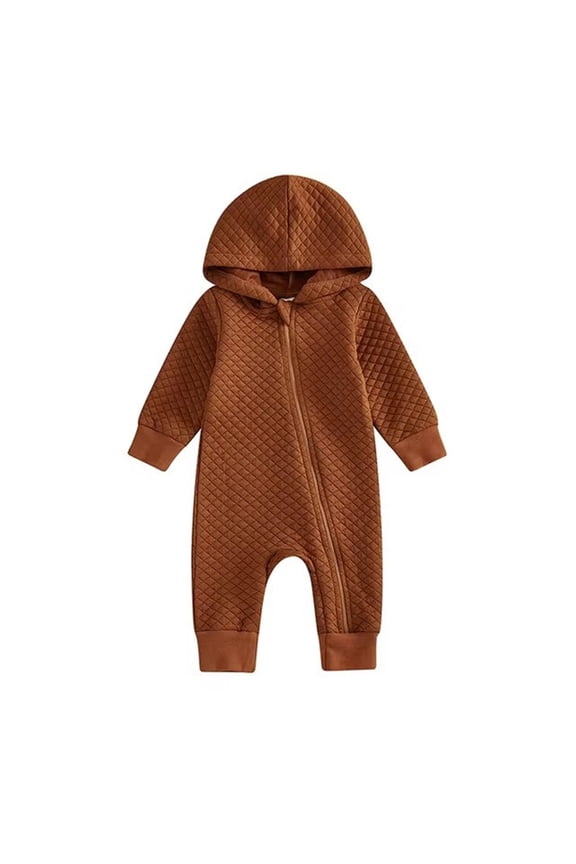 Baby Newborn Onesie Toddler Hoodies Rompers Unisex Zip up Long Sleeve Comfy Outfits Solid Color