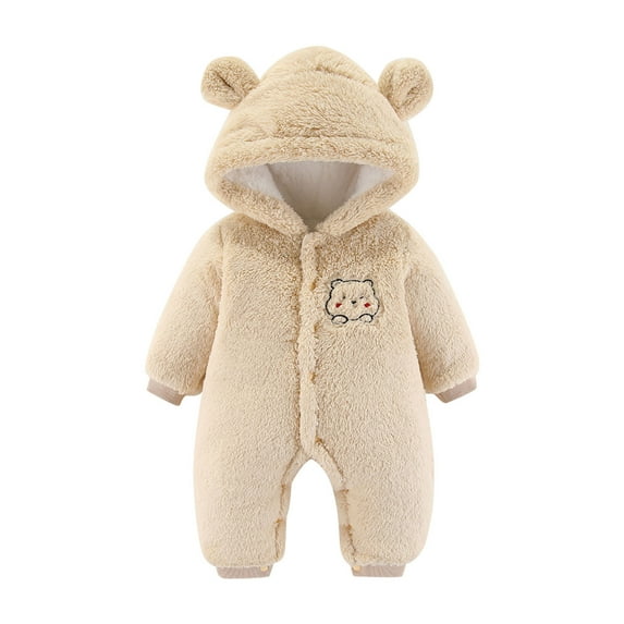Timegard Baby Onesie Winter Fleece Thick Hoodies Newborn Unisex Comfy Cute Rompers Toddler Soft Clothes