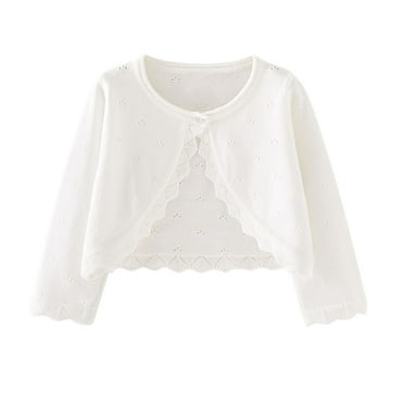 Timegard Baby Sweaters Shrug for Girls Hollow out Comfy Long Sleeve Tops Fall Lightweight Solid Color