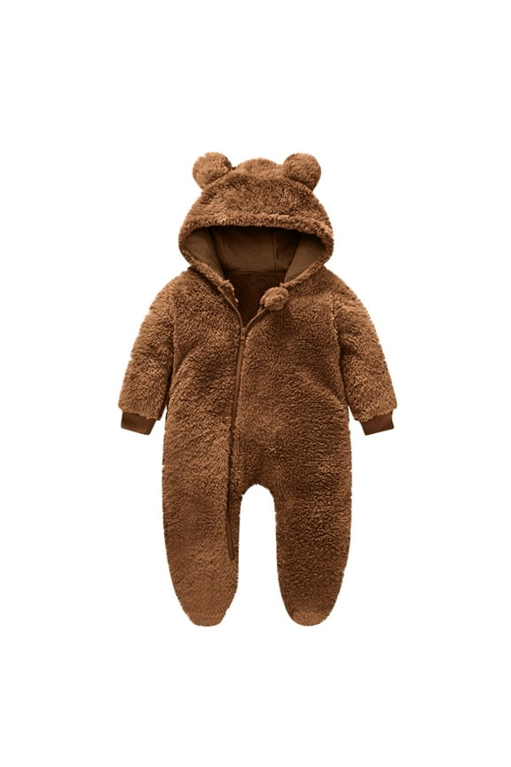 Baby Winter Clothes Newborn Fleece Warm Hoodies Onesie Infant Comfy Zip up Footies Outfits Unisex