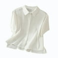 thumbnail image 1 of Timegard Blouse for Women Lapel Neck Button up Shirts Loose Lightweight Short Sleeve Top Tee Casual, 1 of 9
