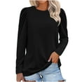 thumbnail image 1 of Timegard Blouse for Women Puff Long Sleeve Round Neck Tops Fall Winter Casual Comfy Basic Tee Tops, 1 of 9