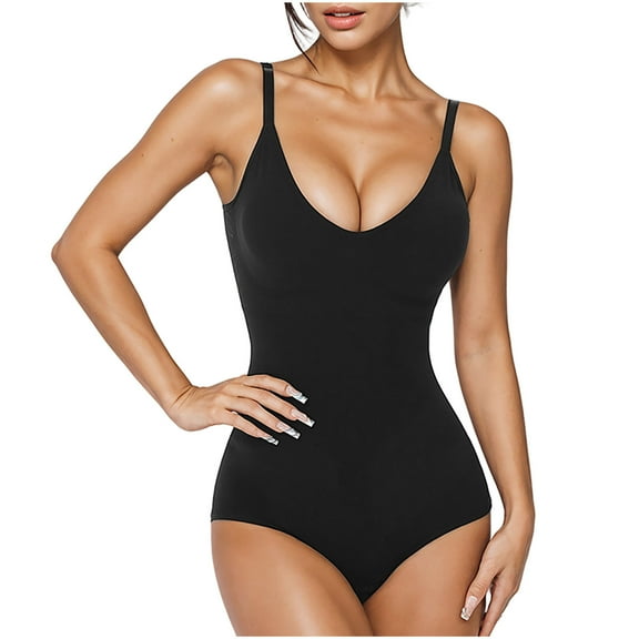 Timegard Bodysuit for Women 1 Piece Adjustable Strap Deep V Neck Rompers Slim Yoga Gym Camis Jumpsuit