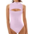 thumbnail image 1 of Timegard Bodysuit for Women Cutout Sleeveless Rompers Casual Slim Stretch Comfy Half High Neck Rompers, 1 of 7