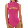 thumbnail image 1 of Timegard Bodysuit for Women Cutout Sleeveless Rompers Casual Slim Stretch Comfy Half High Neck Rompers, 1 of 9
