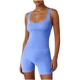 thumbnail image 1 of Timegard Bodysuit for Women Slim Workout Yoga Rompers Square Neck Sleeveless Short Jumpsuits Athletic, 1 of 5
