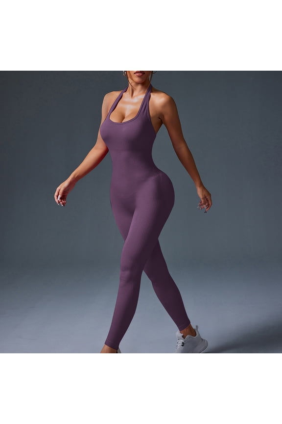 Bodysuit for Women Workout Slim Stretch Backless Sleeveless Athletic 1 Piece Yoga Gym Rompers