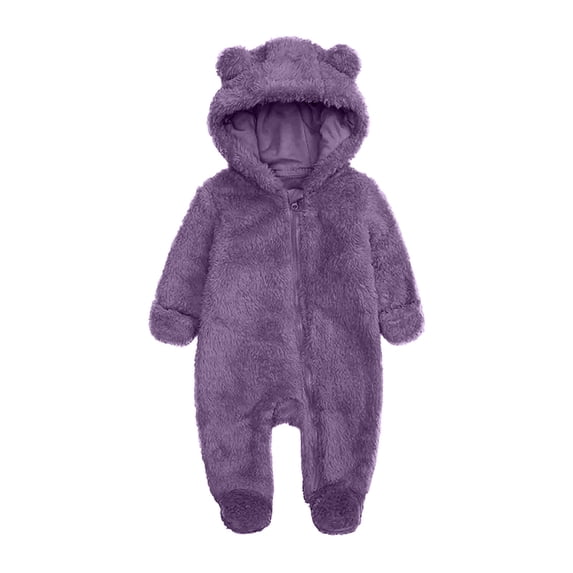 Timegard Boy Girl Clothes Winter Warm Fuzzy Cute Comfy Hoodies Rompers Zipper Footies Unisex Outfits