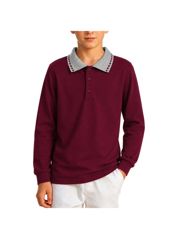 Boys Clothes 2-15 Years Kids Fall School Cotton Clothes Long Sleeve Shirts Button down Collared Tops