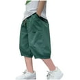 thumbnail image 1 of Timegard Boys Clothes Cargo Baggy Cropped Pants 3-14 Years Summer Lightweight Knee Length Trousers Pockets, 1 of 6