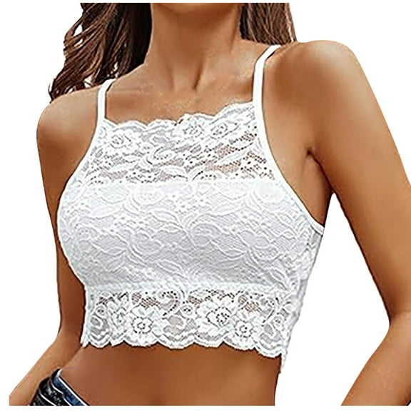 Timegard Bras for Women Cropped Camis Tops Lace Adjustable Spaghetti Strap Racerback Cutout Daily Bras