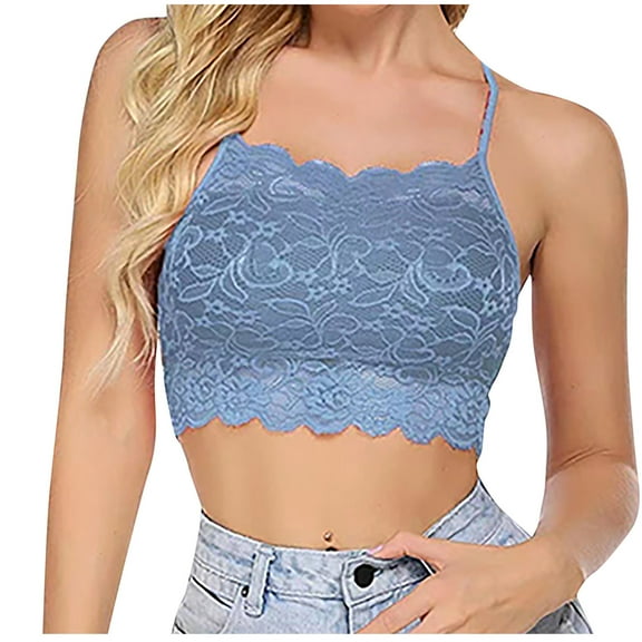 Timegard Bras for Women Cropped Camis Tops Lace Adjustable Spaghetti Strap Racerback Cutout Daily Bras