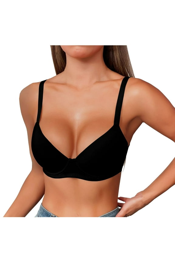 Bras for Women Plus Size Underwire Low Cut Push up Bras with Support Comfy Everyday Thin Bras