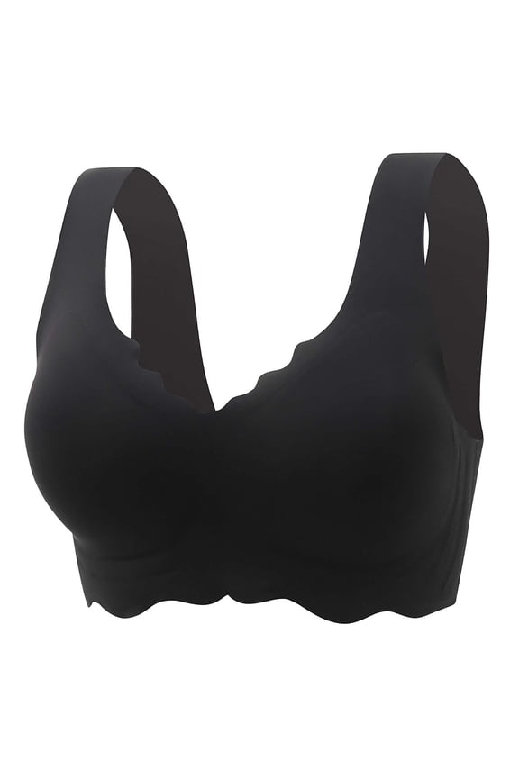 Bras for Women Seamless No Underwire Ruffle Bottom Full Coverage Soft Comfort Everyday Bra