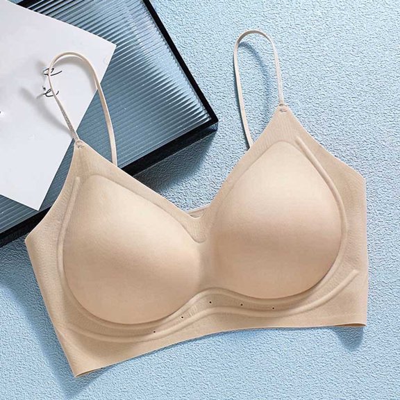 Timegard Bras for Women Wireless Spaghetti Strap Scoop Neck Back Smoothing Breathable Comfy Thin Sleep Bras
