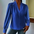 thumbnail image 1 of Timegard Business Casual Tops for Women Fall V Neck Stand Collar Shirts Long Sleeve Satin Loose Work Tops Fashion, 1 of 7