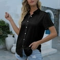 thumbnail image 1 of Timegard Button down Shirts for Women Short Sleeve Lightweight Fitting Solid Color Work Casual Shirts Tops, 1 of 4